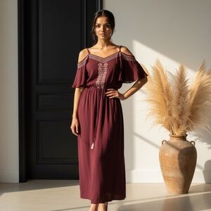 NWOT Burgundy Cold Shoulder Dress